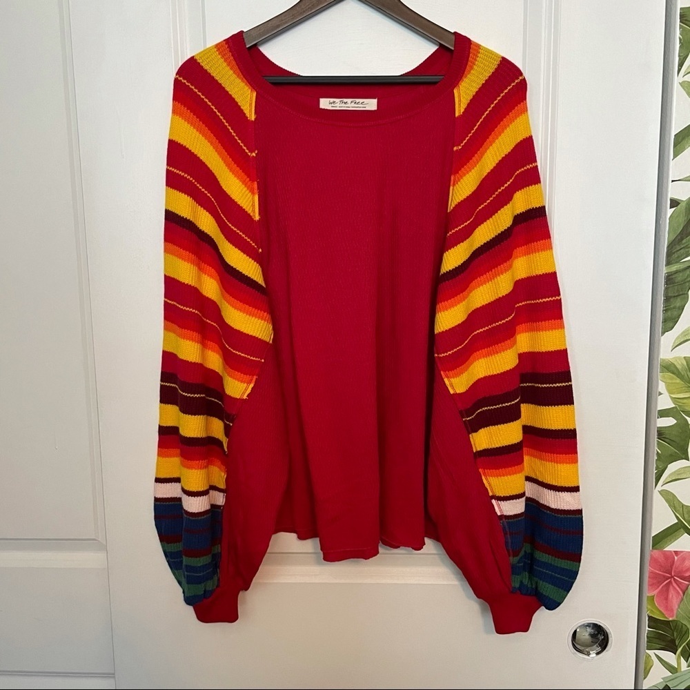 Free People Rainbow Dreams oversized sleeve top stripe - Picture 4 of 11